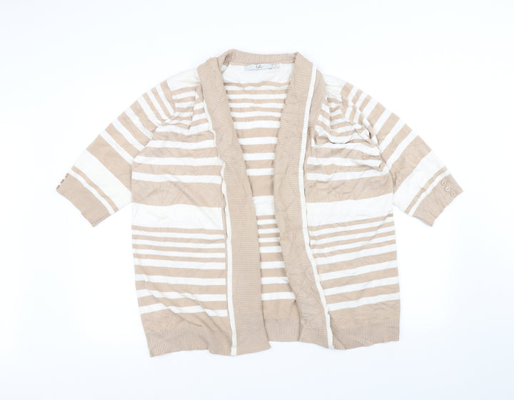 isle Womens Beige Striped  Cardigan Jumper Size 18