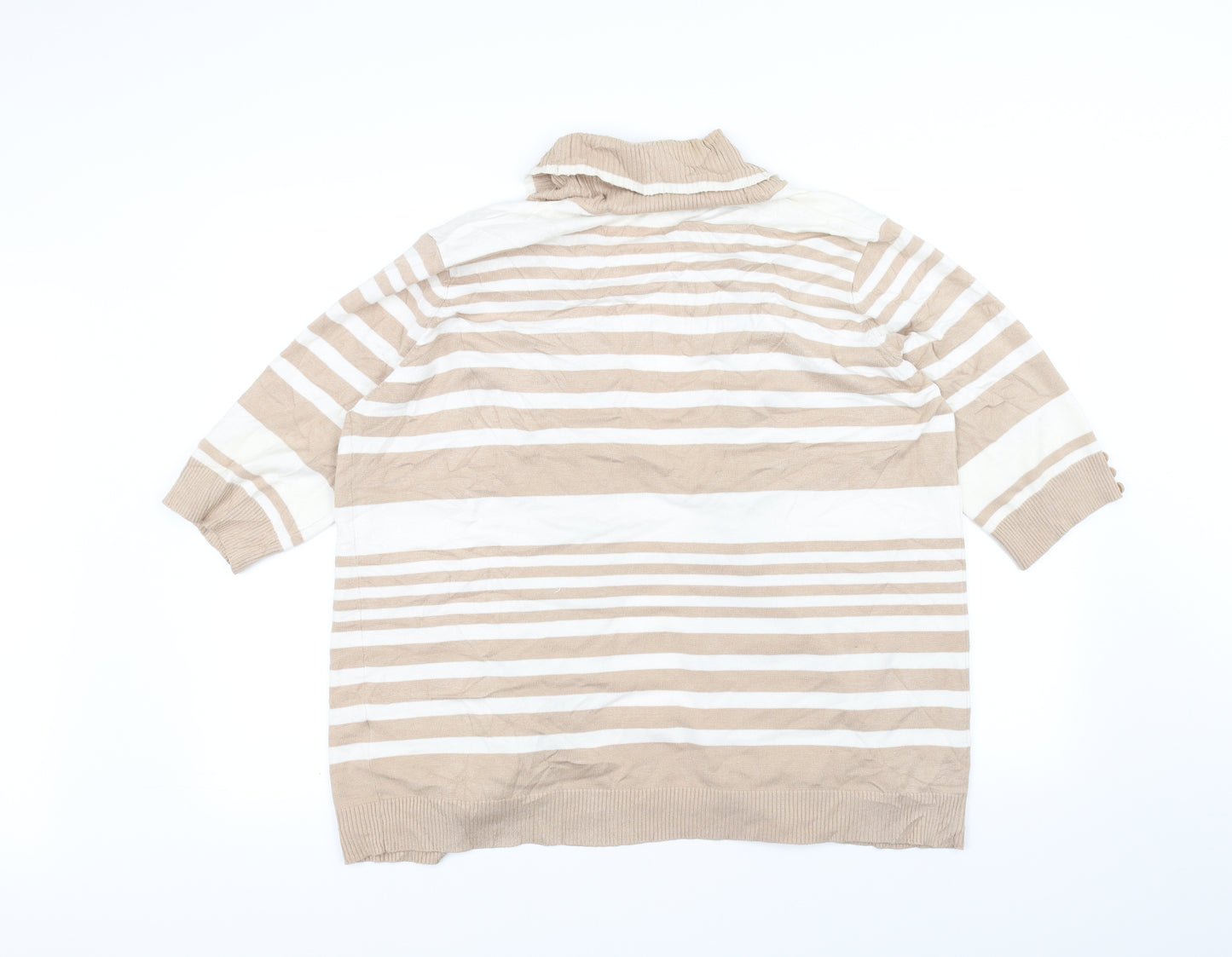 isle Womens Beige Striped  Cardigan Jumper Size 18