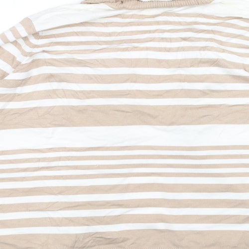 isle Womens Beige Striped  Cardigan Jumper Size 18