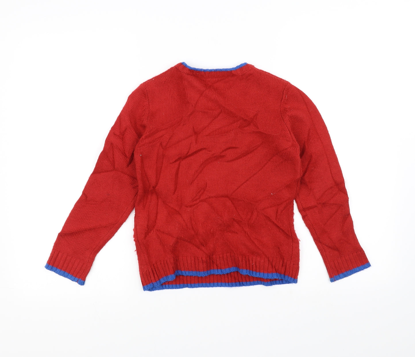 M&Co Boys Red  Knit Pullover Jumper Size 7-8 Years  - Christmas