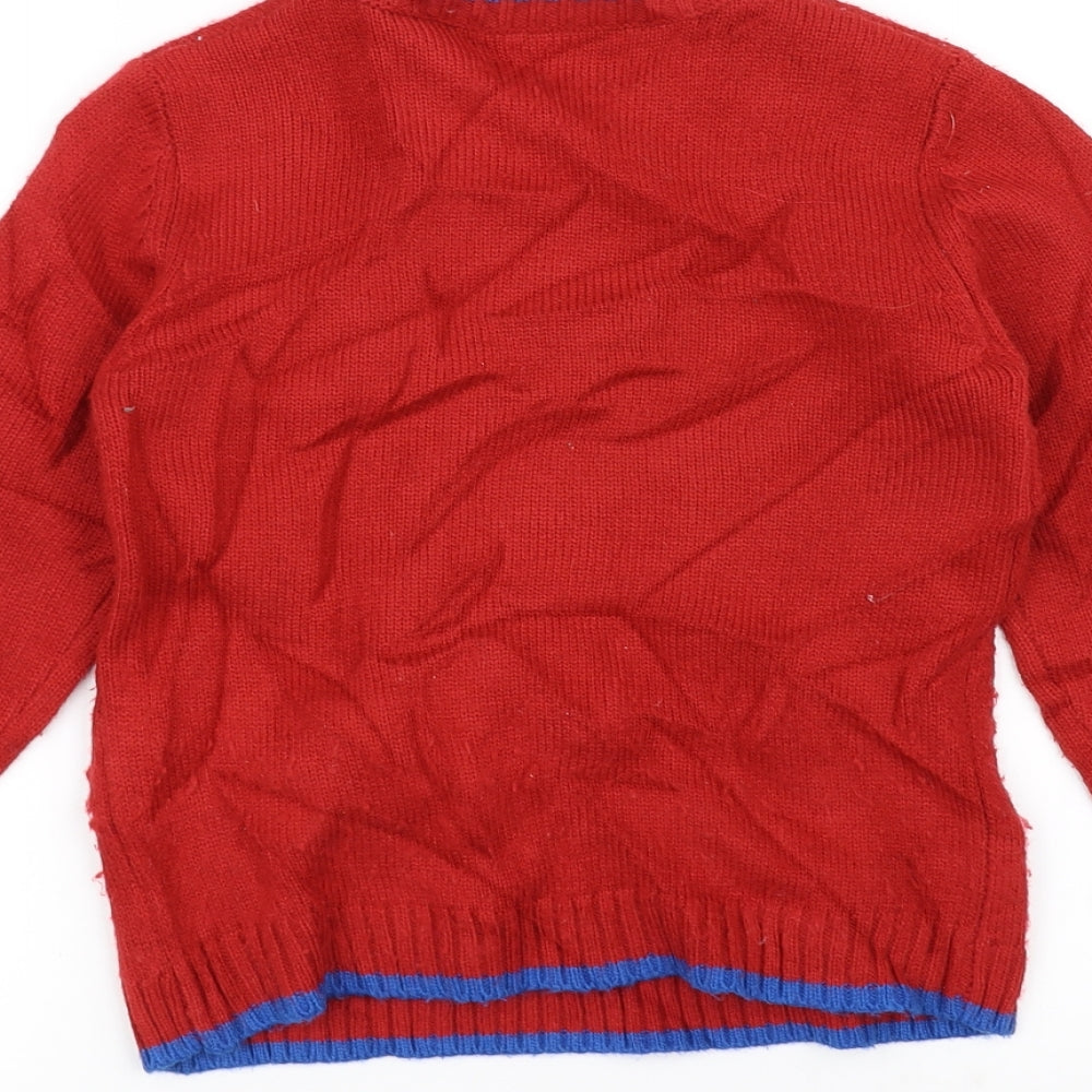 M&Co Boys Red  Knit Pullover Jumper Size 7-8 Years  - Christmas