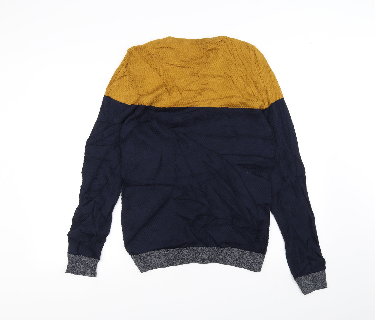 Marks and Spencer Mens Blue Striped Knit Pullover Jumper Size S