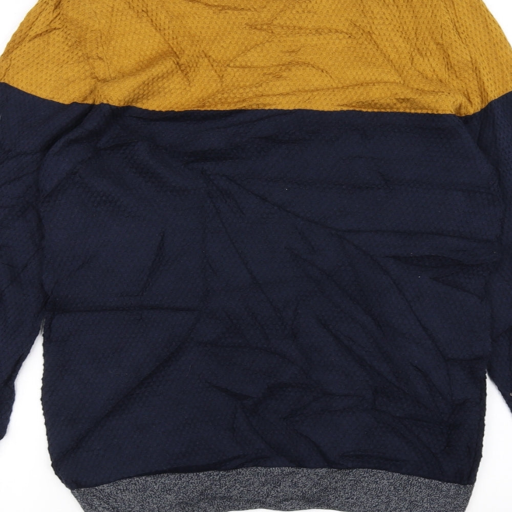 Marks and Spencer Mens Blue Striped Knit Pullover Jumper Size S