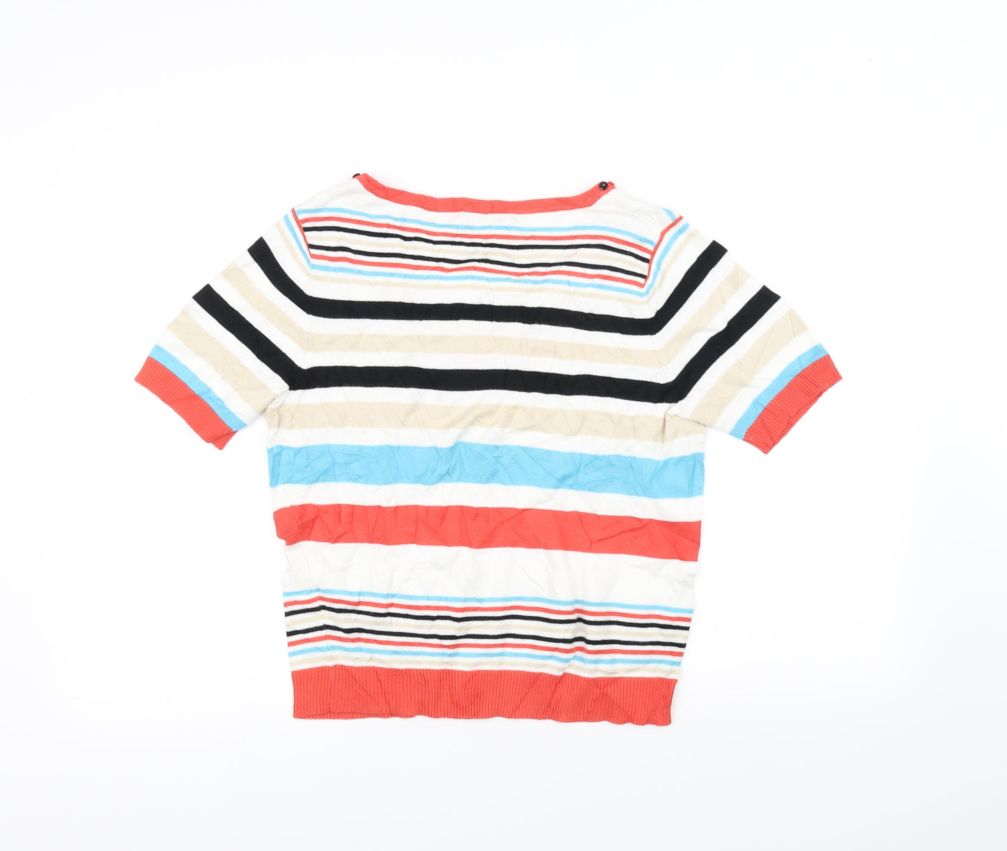 petite Womens White Striped  Basic T-Shirt Size S