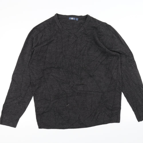 Easy Mens Black  Knit Pullover Jumper Size L