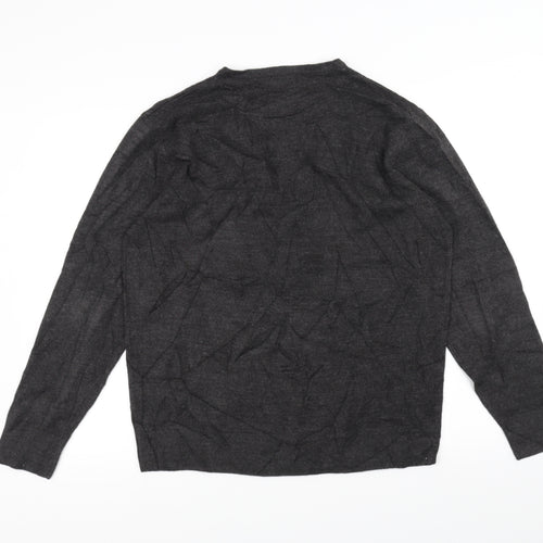 Easy Mens Black  Knit Pullover Jumper Size L
