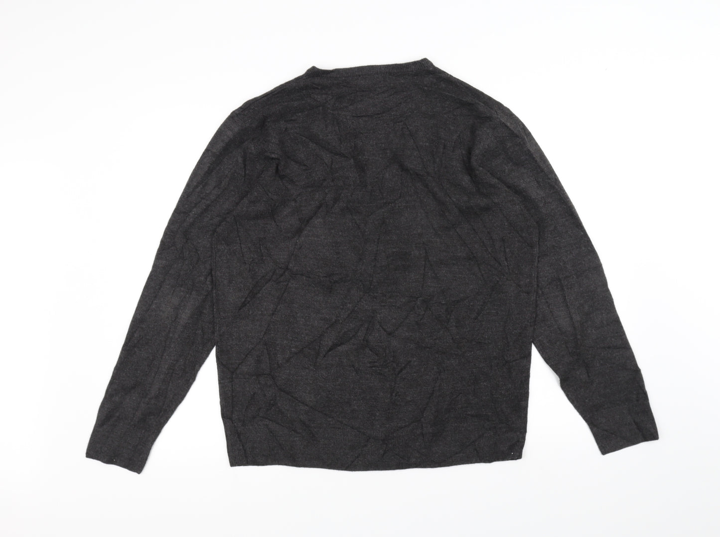 Easy Mens Black  Knit Pullover Jumper Size L