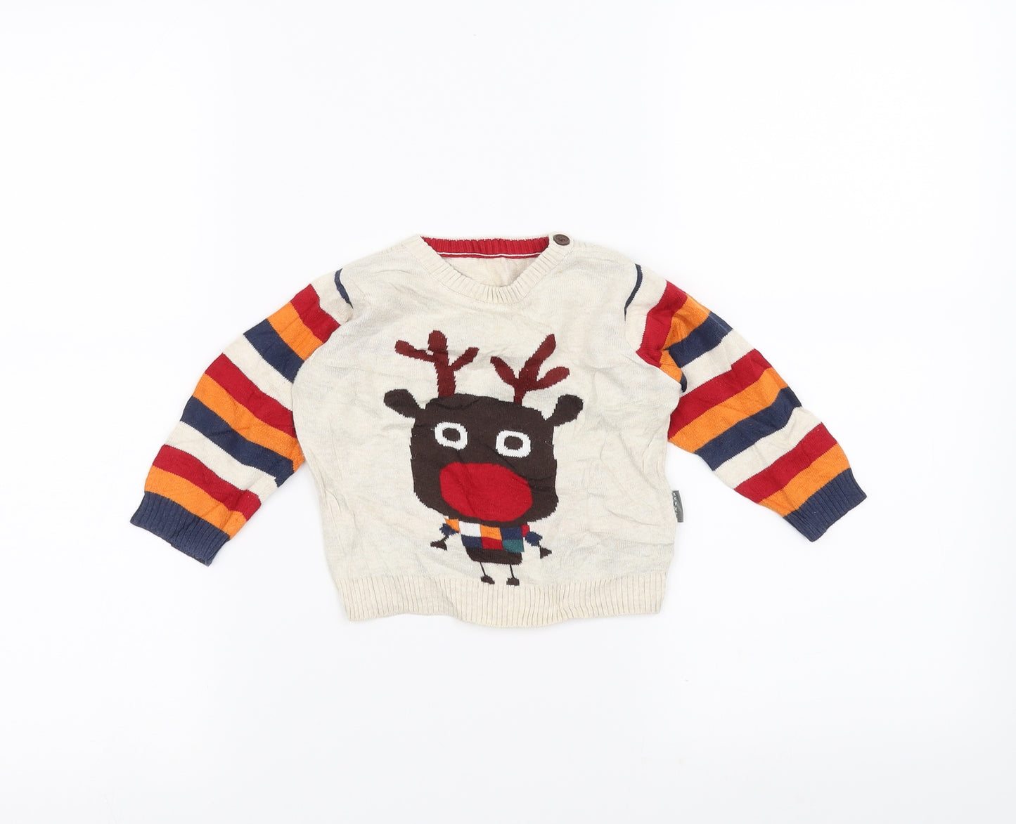 Nutmeg Baby White  Knit Pullover Jumper Size 6-9 Months  - Christmas