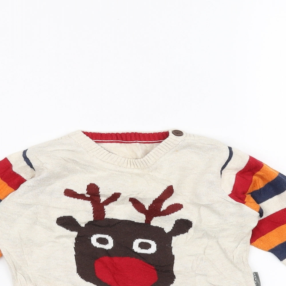 Nutmeg Baby White  Knit Pullover Jumper Size 6-9 Months  - Christmas