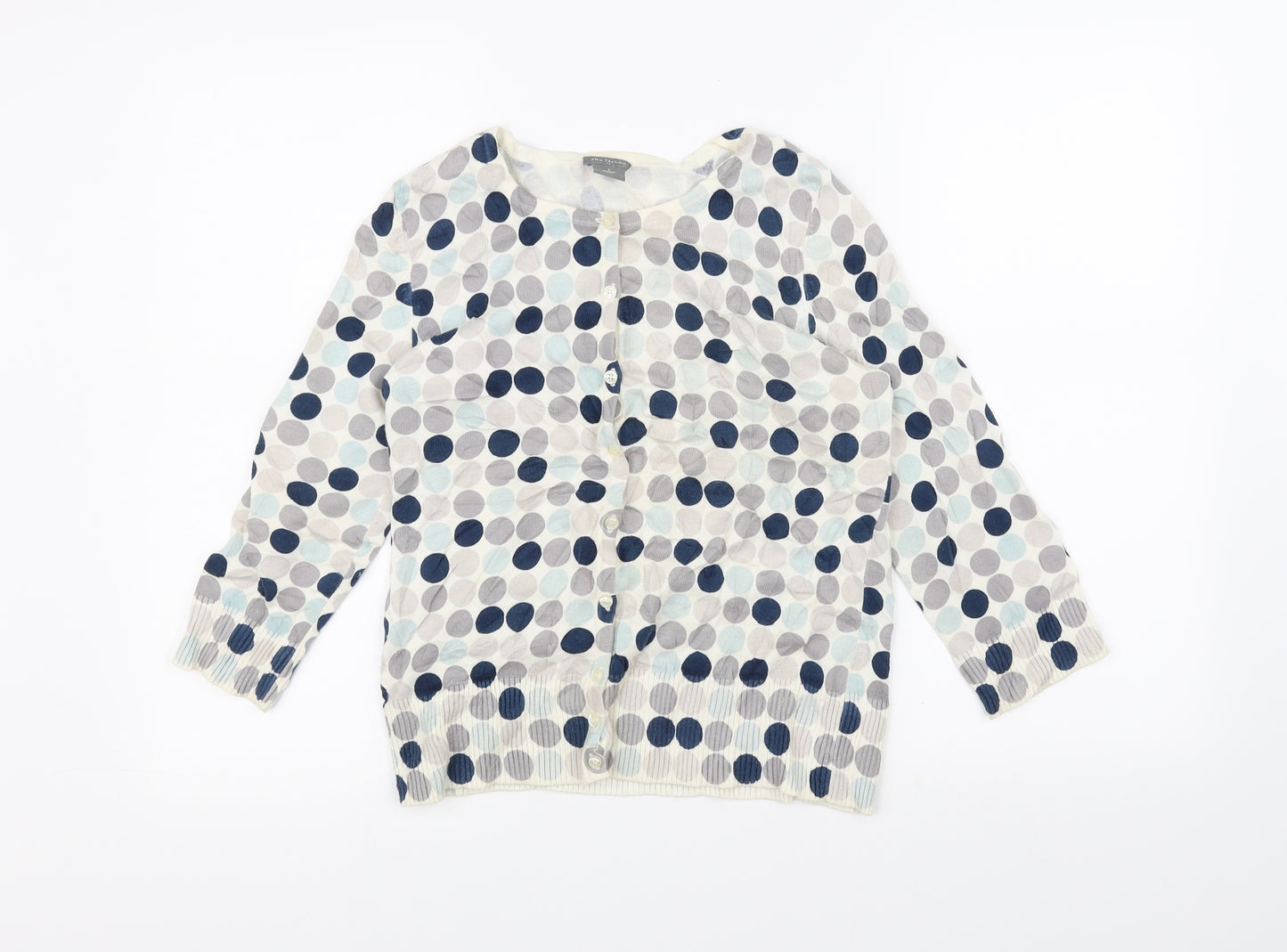 Ann Taylor Womens White Polka Dot  Cardigan Jumper Size S