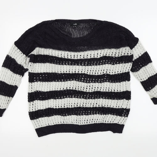 Wallis Womens Blue Striped  Pullover Jumper Size M