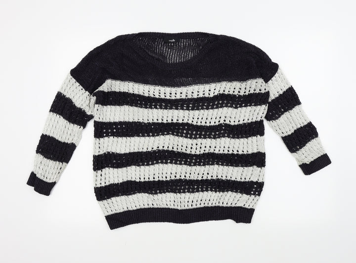 Wallis Womens Blue Striped Pullover Jumper Size M