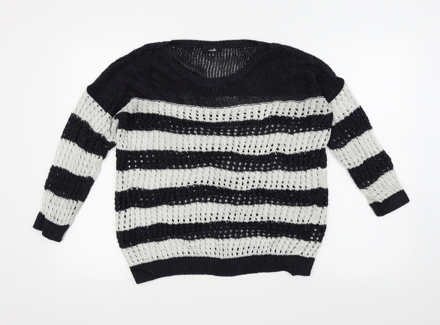 Wallis Womens Blue Striped  Pullover Jumper Size M