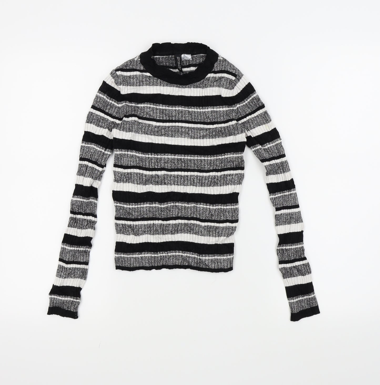 H&M Womens Black Striped  Basic T-Shirt Size XS
