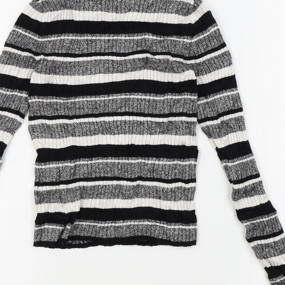 H&M Womens Black Striped  Basic T-Shirt Size XS
