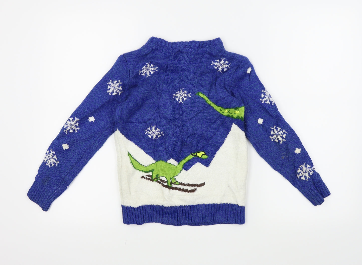George Boys Blue   Pullover Jumper Size 8-9 Years  - Christmas jumper, Dinosaur