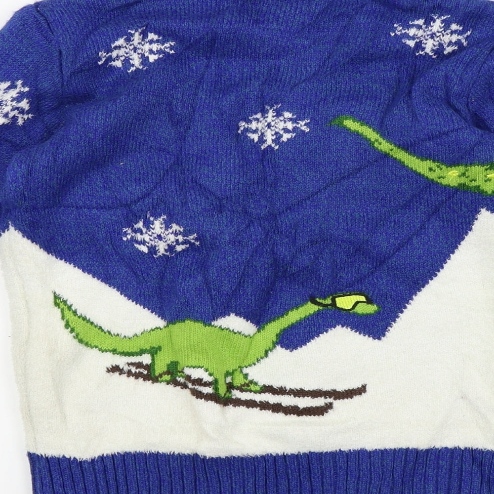 George Boys Blue   Pullover Jumper Size 8-9 Years  - Christmas jumper, Dinosaur