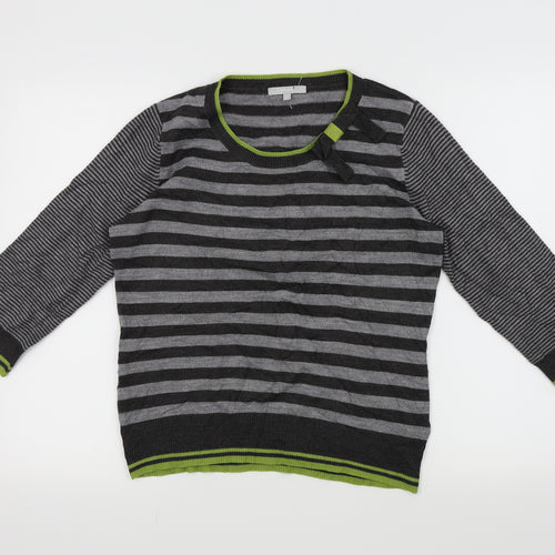 Per Una Womens Grey Striped  Pullover Jumper Size 12