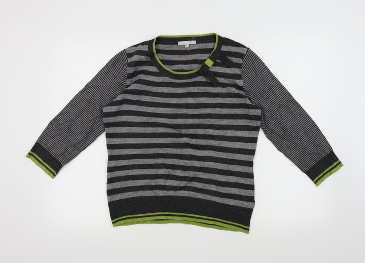 Per Una Womens Grey Striped  Pullover Jumper Size 12