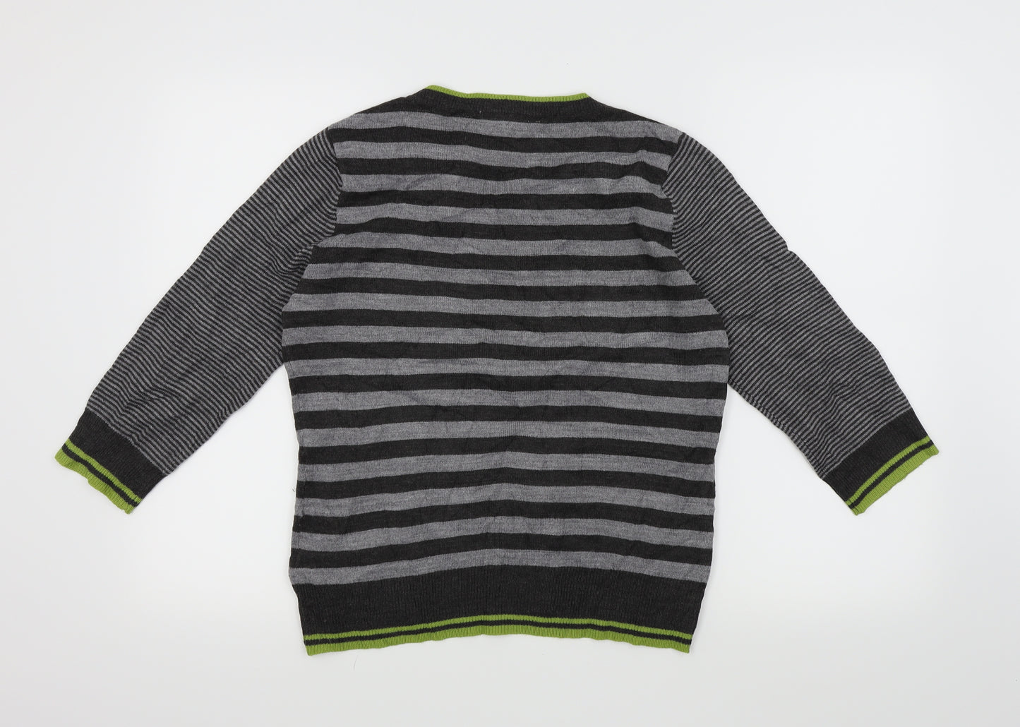 Per Una Womens Grey Striped  Pullover Jumper Size 12