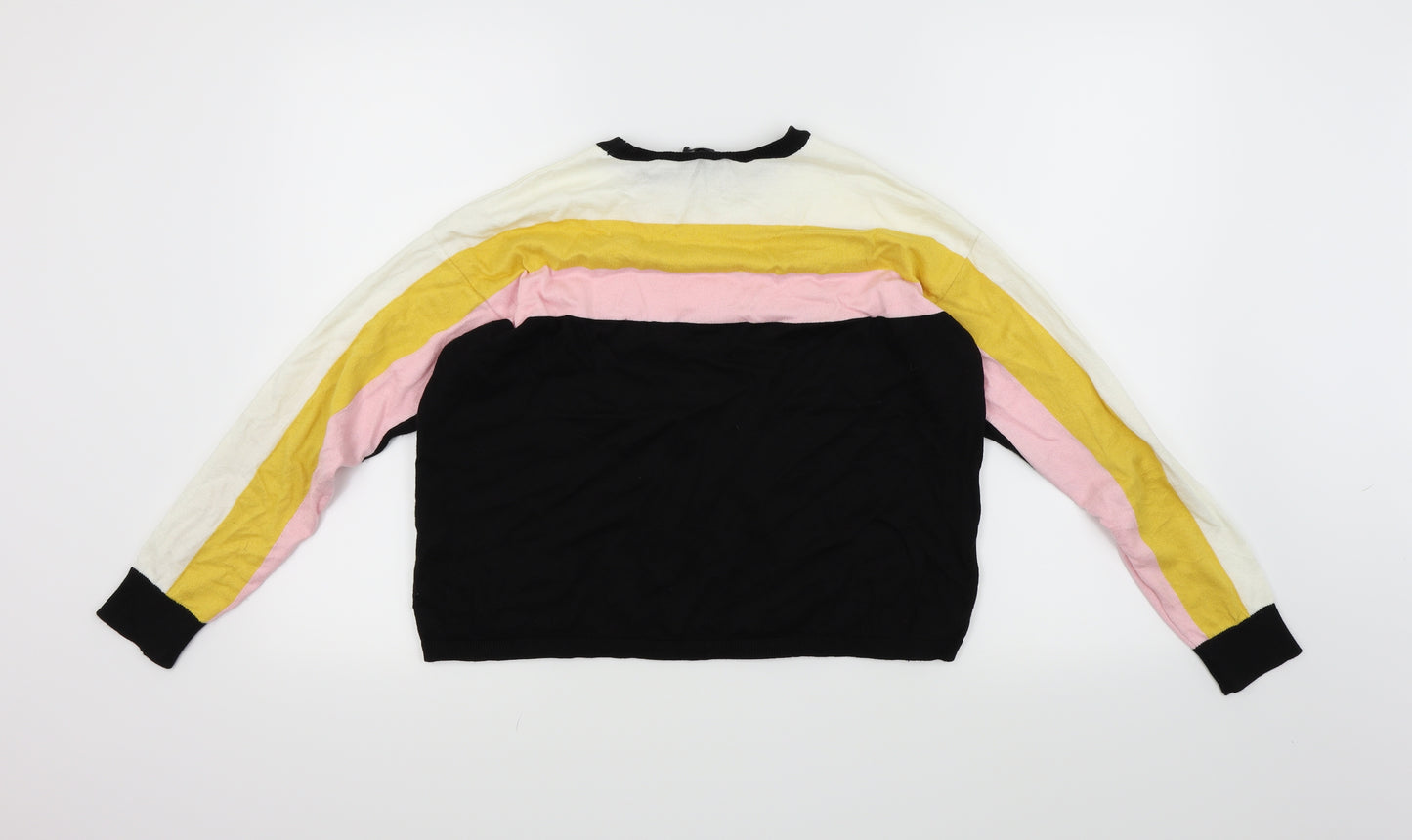 New Look Womens Pink Striped  Pullover Jumper Size S