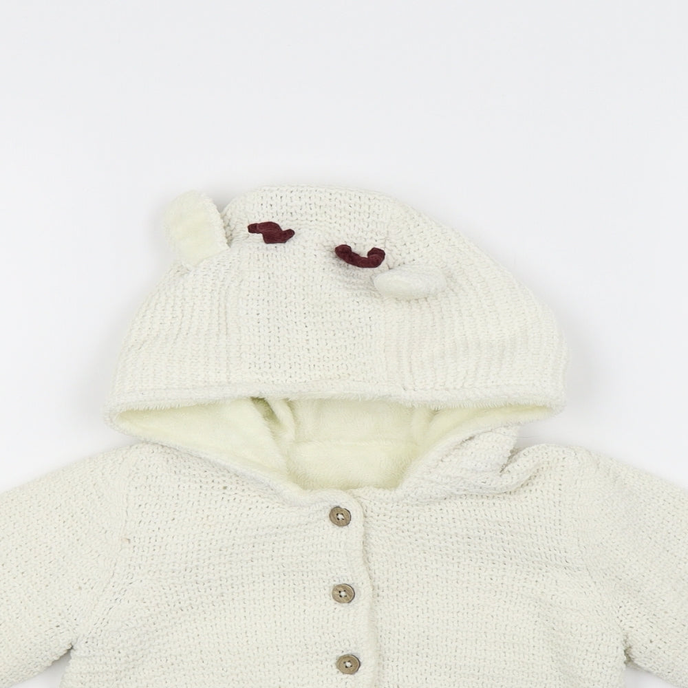 TU Girls White   Cardigan Jumper Size 9-12 Months  - Reindeer