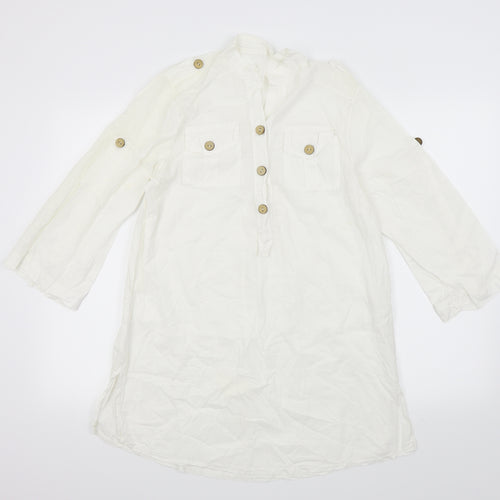 Preworn Womens White   Basic Blouse Size S  - Front Pockets