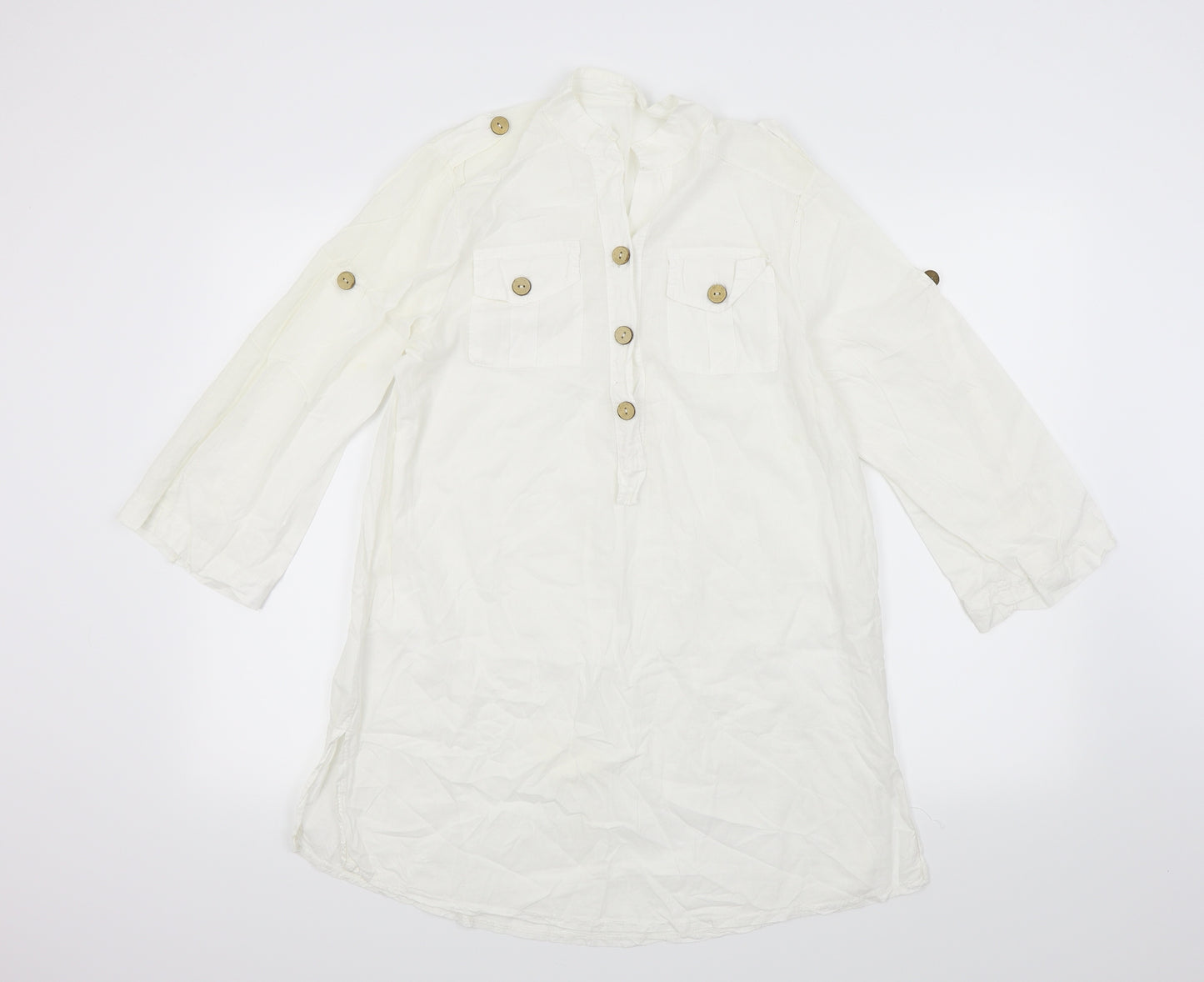 Preworn Womens White   Basic Blouse Size S  - Front Pockets