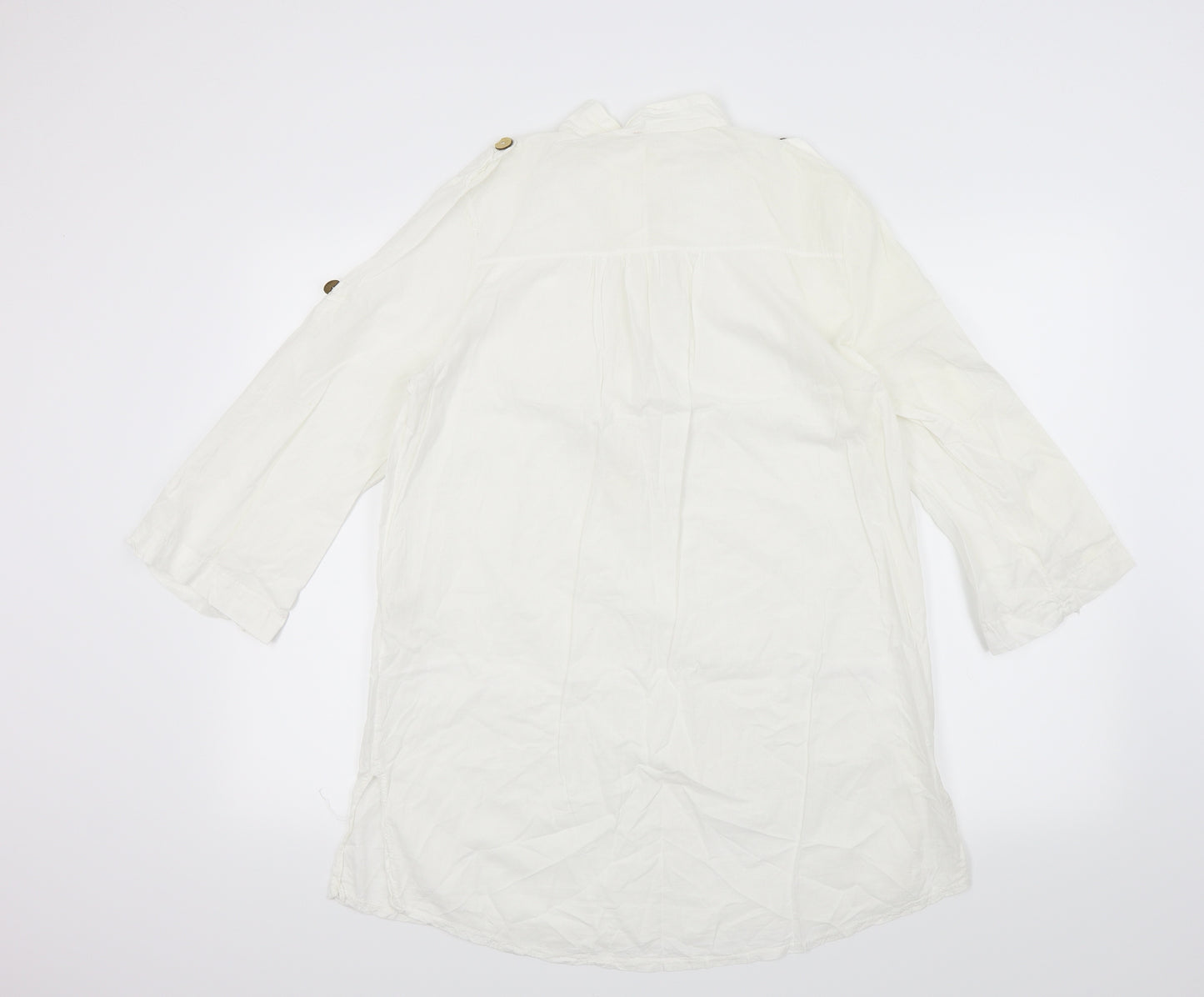 Preworn Womens White   Basic Blouse Size S  - Front Pockets