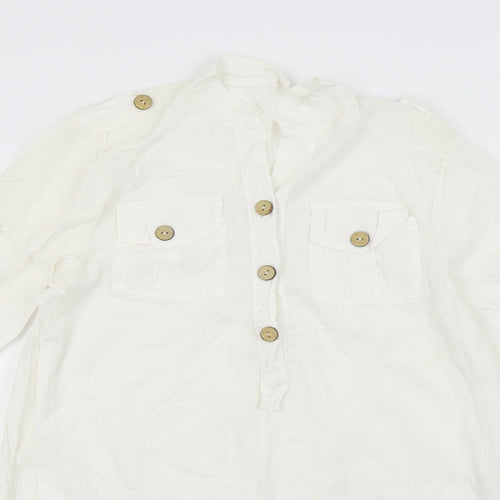 Preworn Womens White   Basic Blouse Size S  - Front Pockets