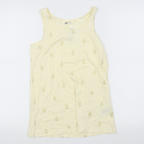 H&M Girls Yellow   Basic Tank Size 14 Years  - Pineapple print