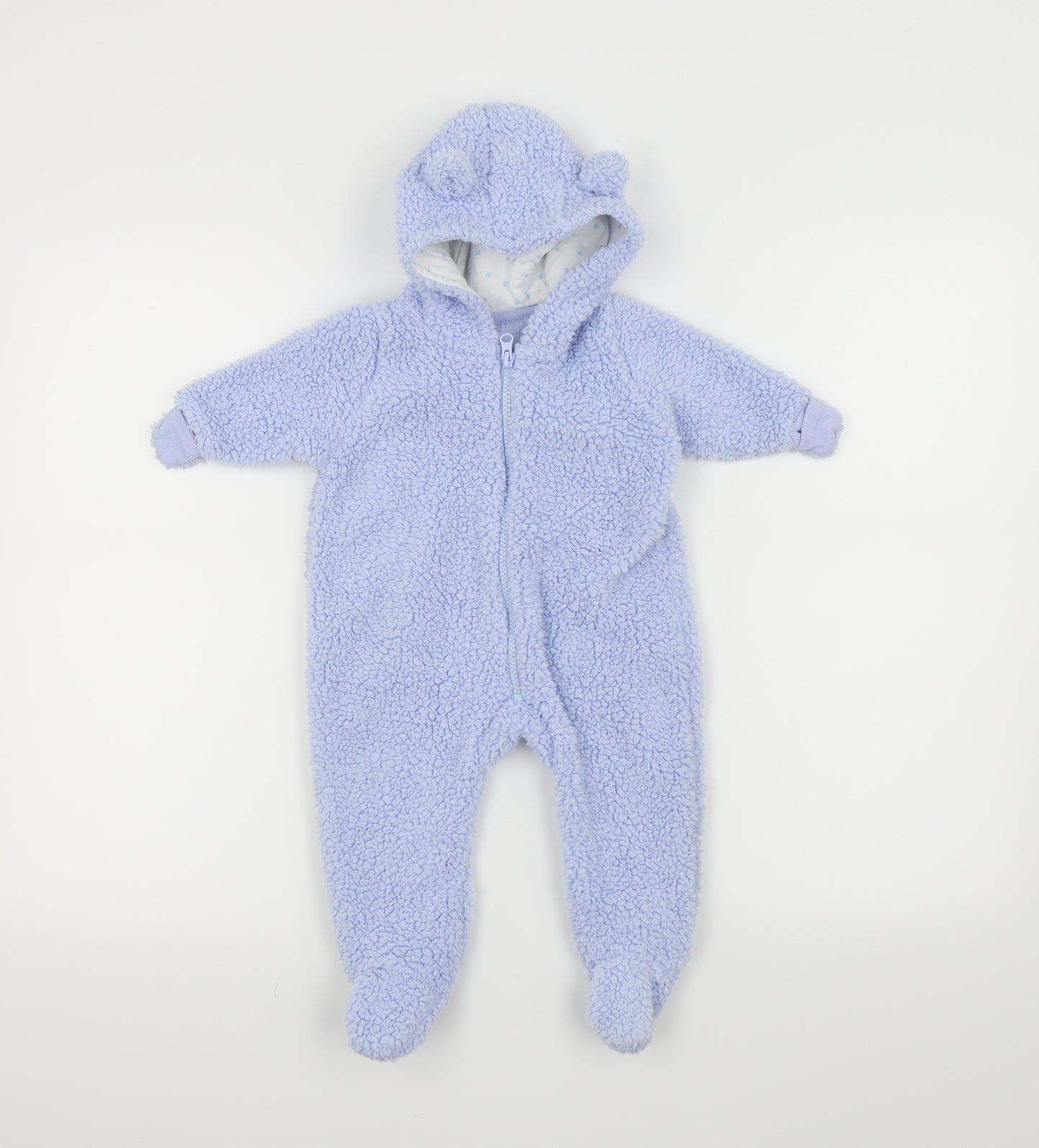 Matalan Baby Blue   Babygrow One-Piece Size 3-6 Months  - Bear Ears
