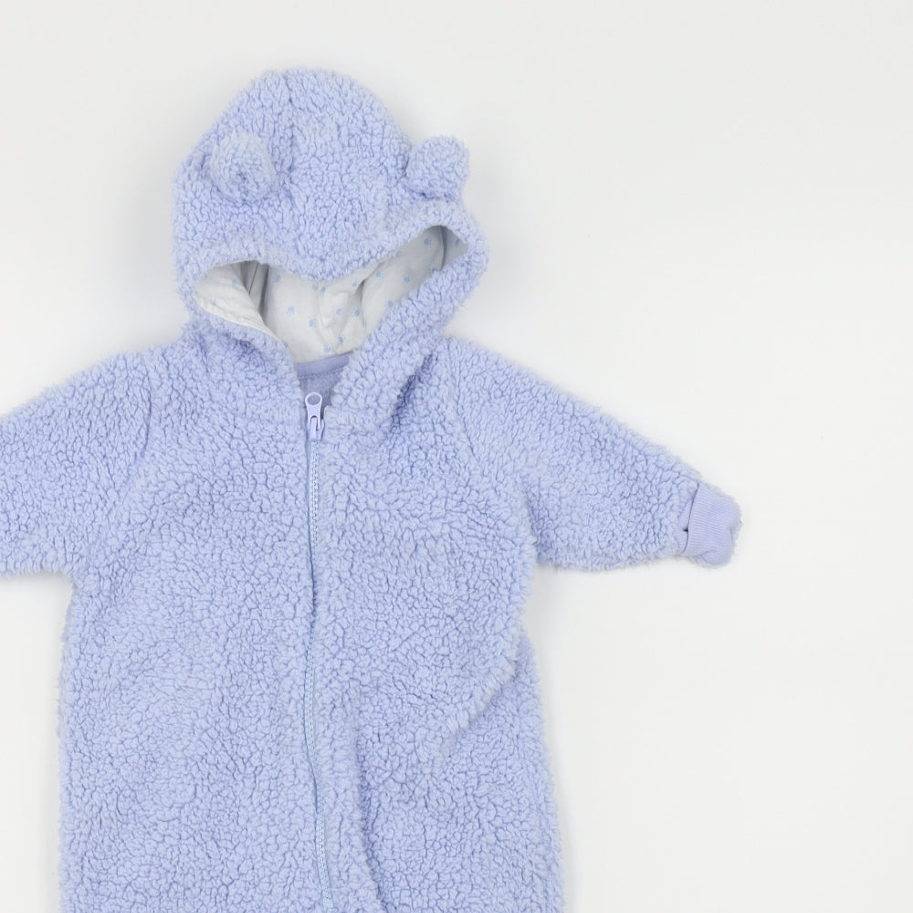 Matalan Baby Blue   Babygrow One-Piece Size 3-6 Months  - Bear Ears