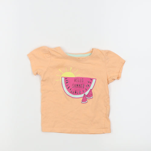 Primark Girls Orange   Basic T-Shirt Size 12-18 Months  - Melons