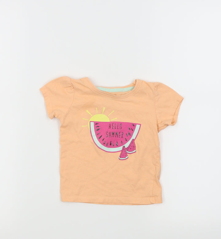 Primark Girls Orange   Basic T-Shirt Size 12-18 Months  - Melons