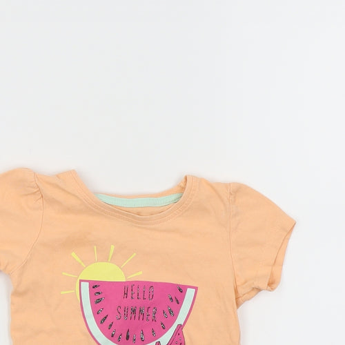 Primark Girls Orange   Basic T-Shirt Size 12-18 Months  - Melons
