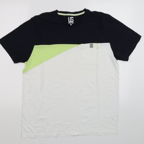 US Auth Mens White Colourblock   T-Shirt Size L