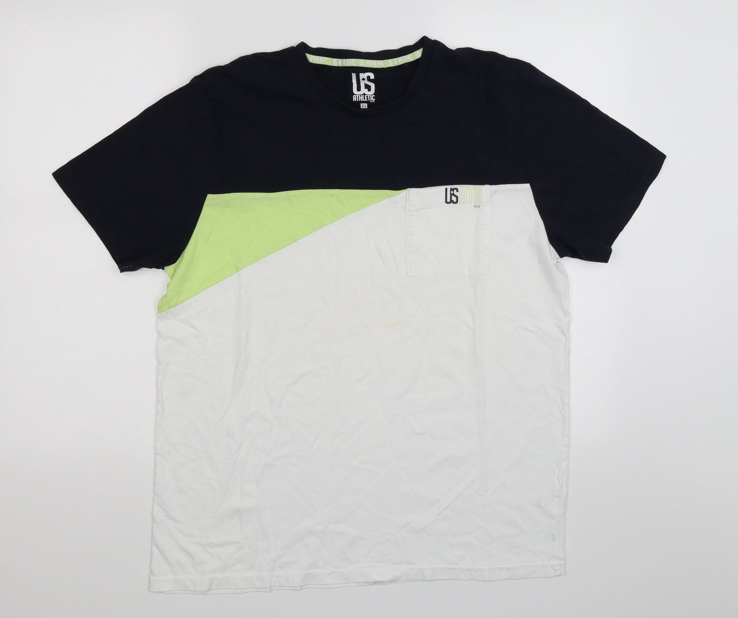 US Auth Mens White Colourblock   T-Shirt Size L