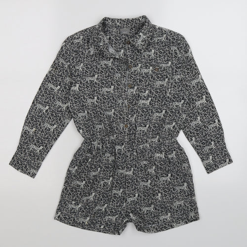 NEXT Girls Grey Animal Print  Jumpsuit One-Piece Size 6 Years  - cats