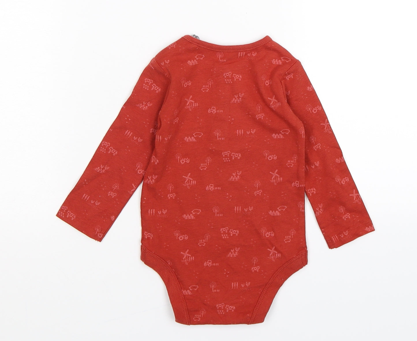 TU Baby Brown Animal Print  Babygrow One-Piece Size 3-6 Months  - farm animals