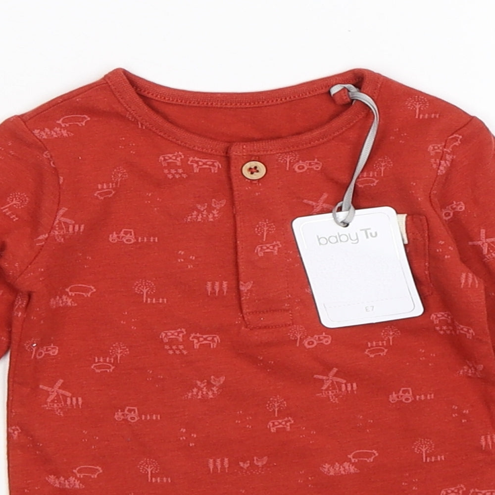 TU Baby Brown Animal Print  Babygrow One-Piece Size 3-6 Months  - farm animals