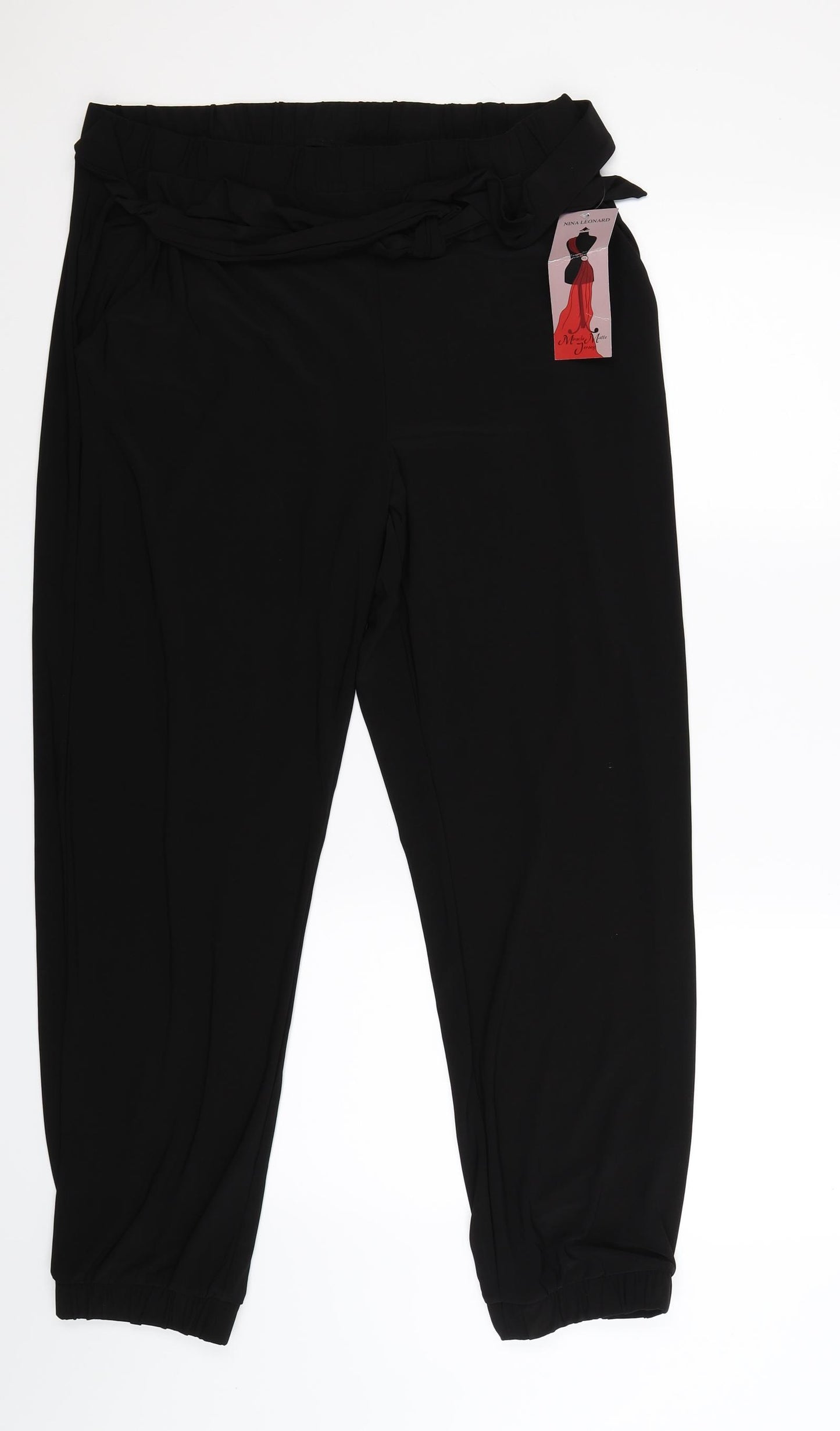 Nina Leonard Womens Black   Jogger Trousers Size XL L27 in