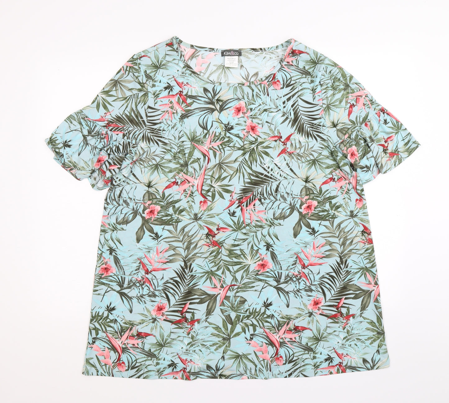 Kim & Co Womens Green Floral  Tunic T-Shirt Size XL