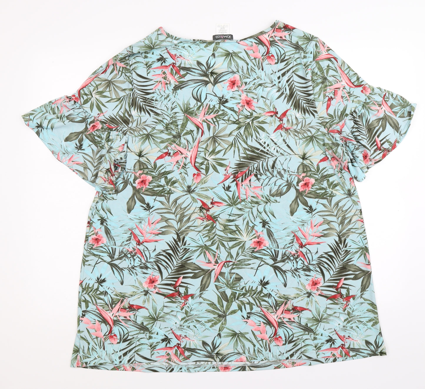 Kim & Co Womens Green Floral  Tunic T-Shirt Size XL