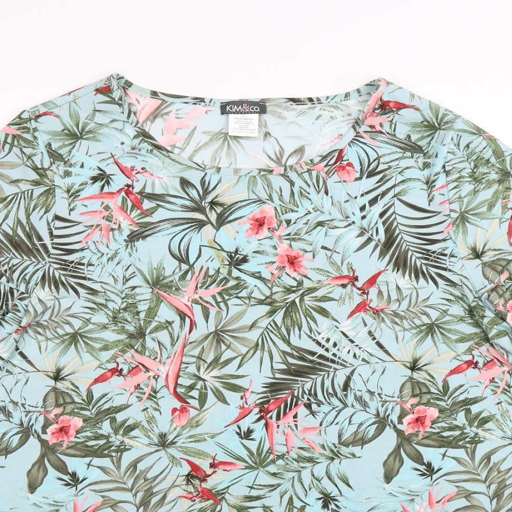 Kim & Co Womens Green Floral  Tunic T-Shirt Size XL