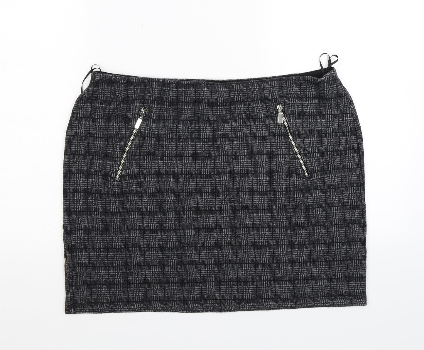 selevt Womens Grey Check Knit Skater Skirt Size 18