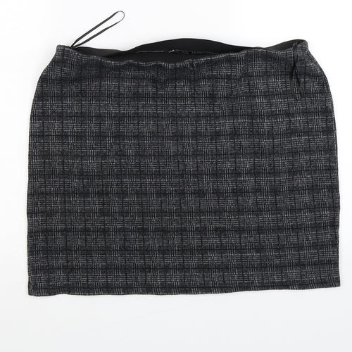 selevt Womens Grey Check Knit Skater Skirt Size 18