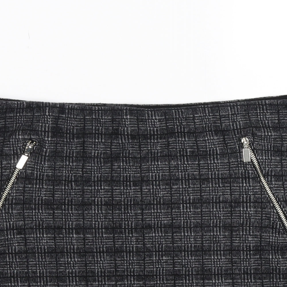 selevt Womens Grey Check Knit Skater Skirt Size 18