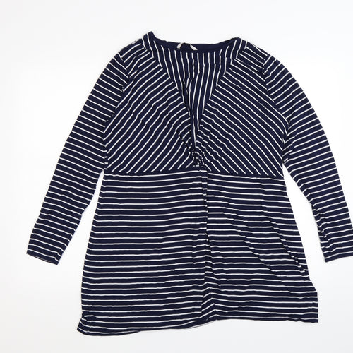 TU Womens Blue Striped  Tunic T-Shirt Size 16
