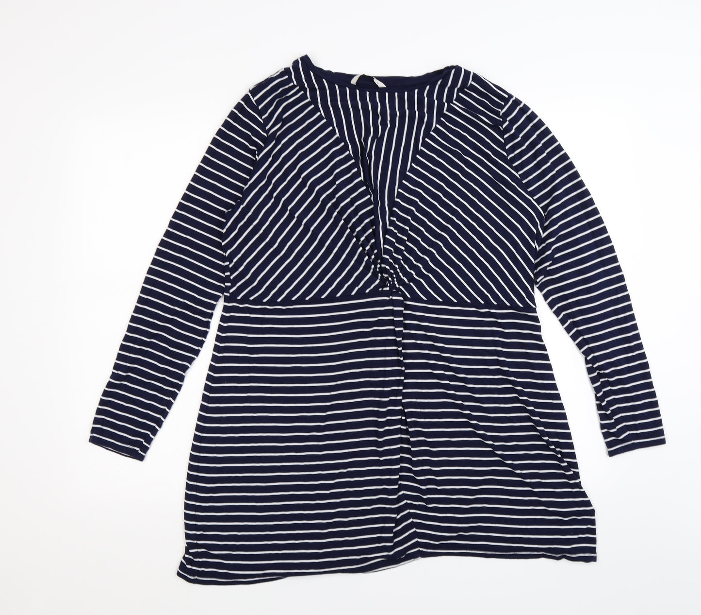 TU Womens Blue Striped  Tunic T-Shirt Size 16